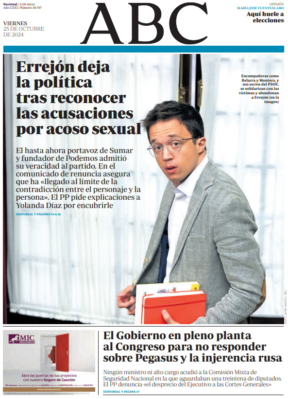 Portadas de la prensa internacional de este viernes 25 de octubre de 2024