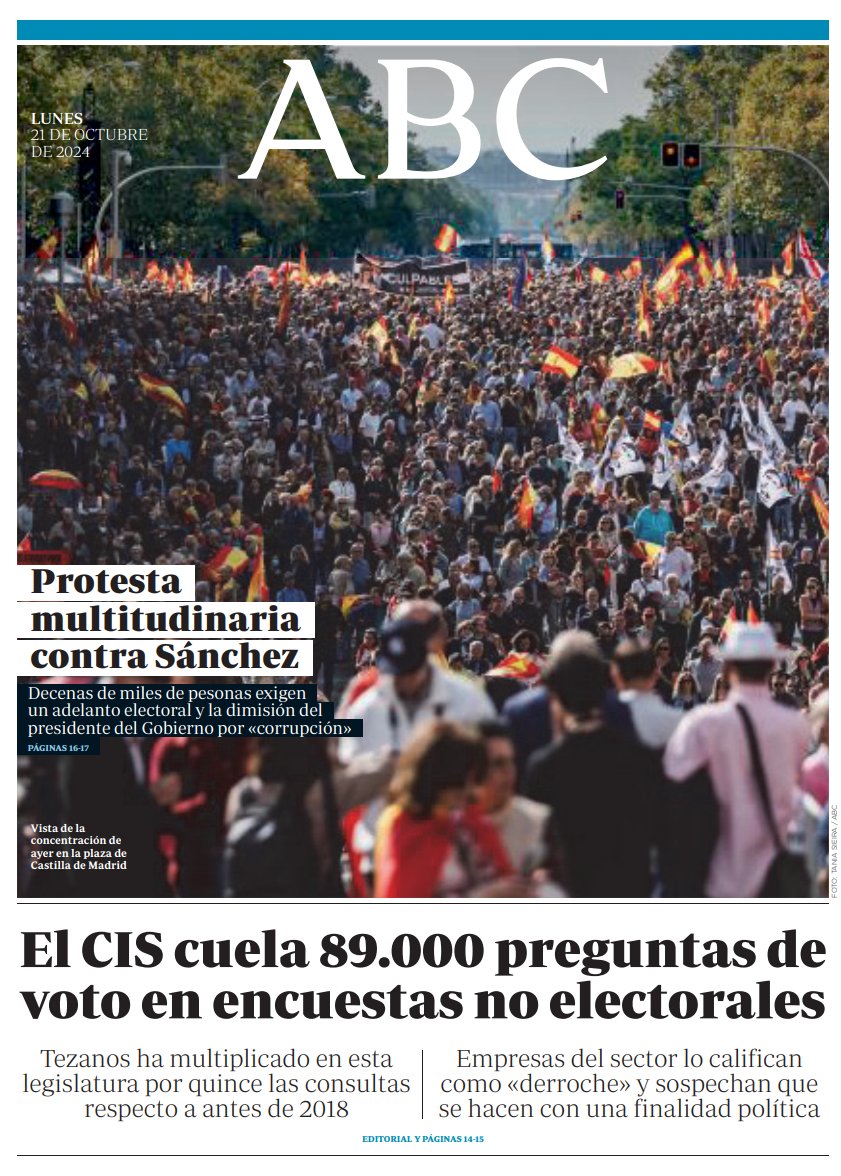 Portadas de la prensa internacional de este lunes 21 de octubre de 2024