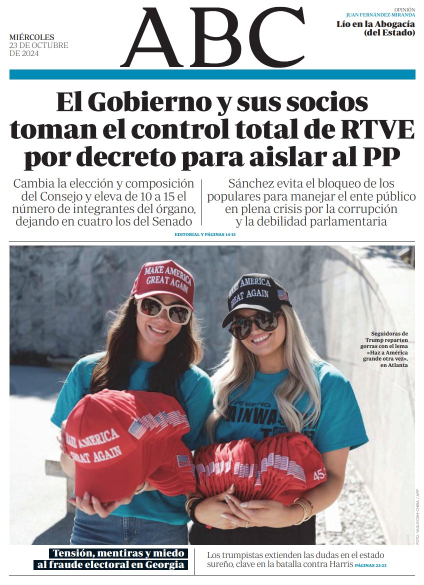 Portadas de la prensa internacional de este miércoles 23 de octubre de 2024