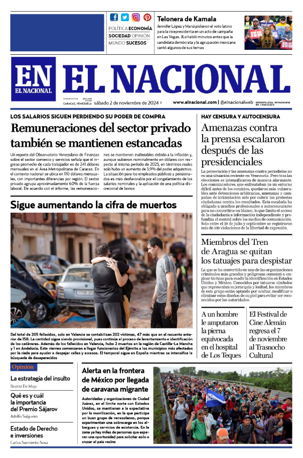 Portadas de este sábado 2 de noviembre de 2024