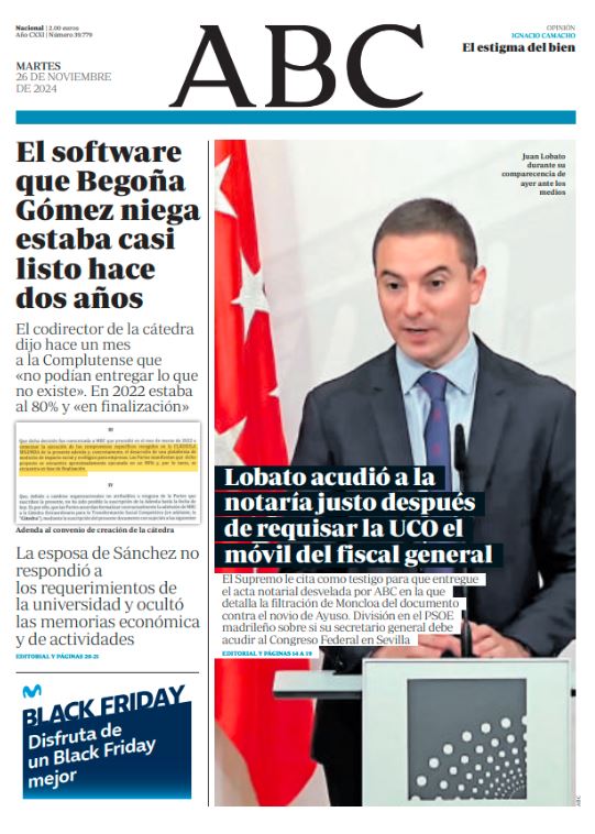 Portadas de la prensa internacional de este martes 26 de noviembre de 2024