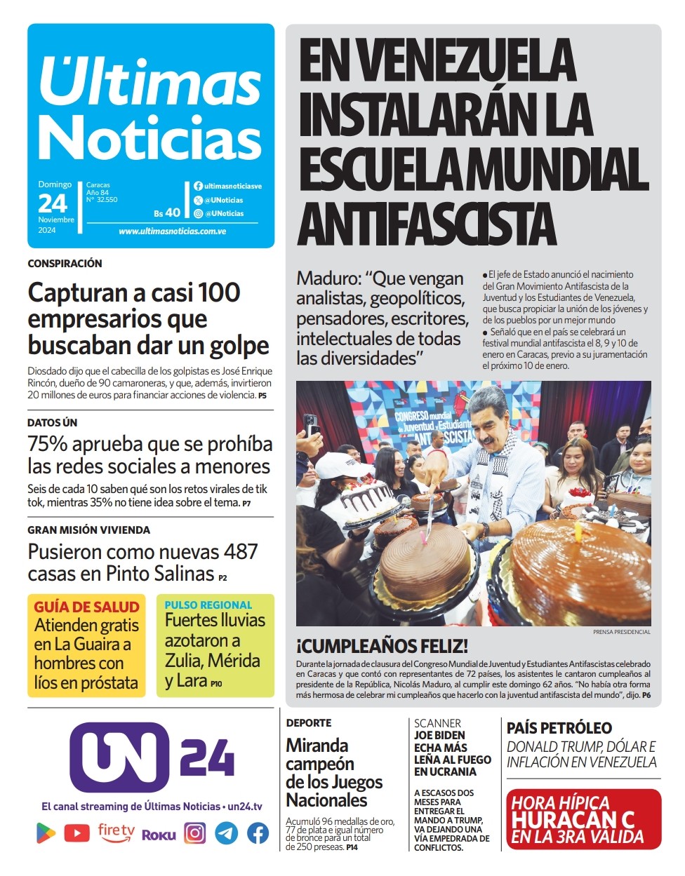 Portadas de este domingo 24 de noviembre de 2024