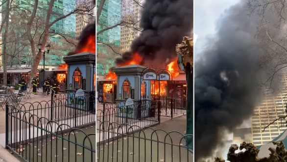 Incendio en el mercado navideño de Bryant Park causó alarma y cierre parcial en Nueva York