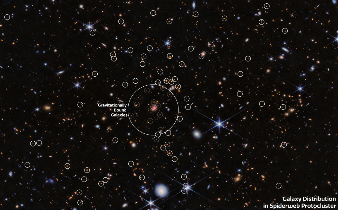 Hallaron nuevas galaxias escondidas en el protocúmulo de la Telaraña