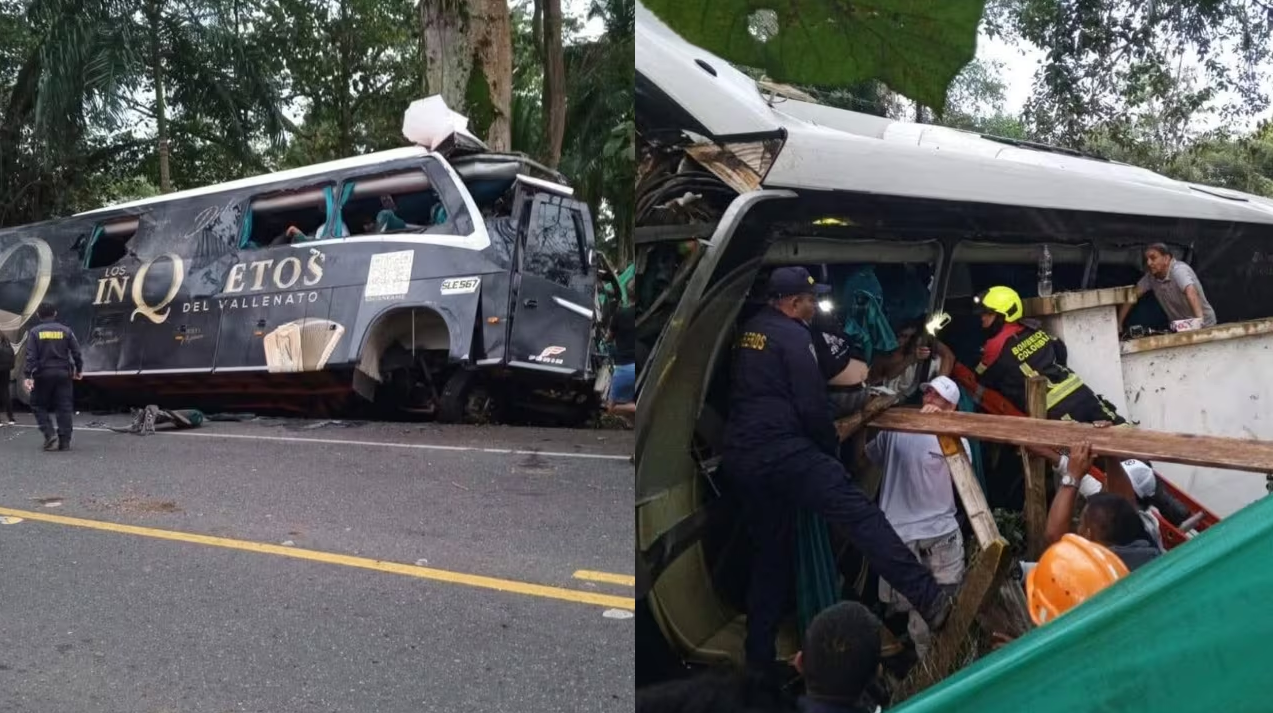 Autobús de la agrupación Los Inquietos del Vallenato sufrió trágico accidente