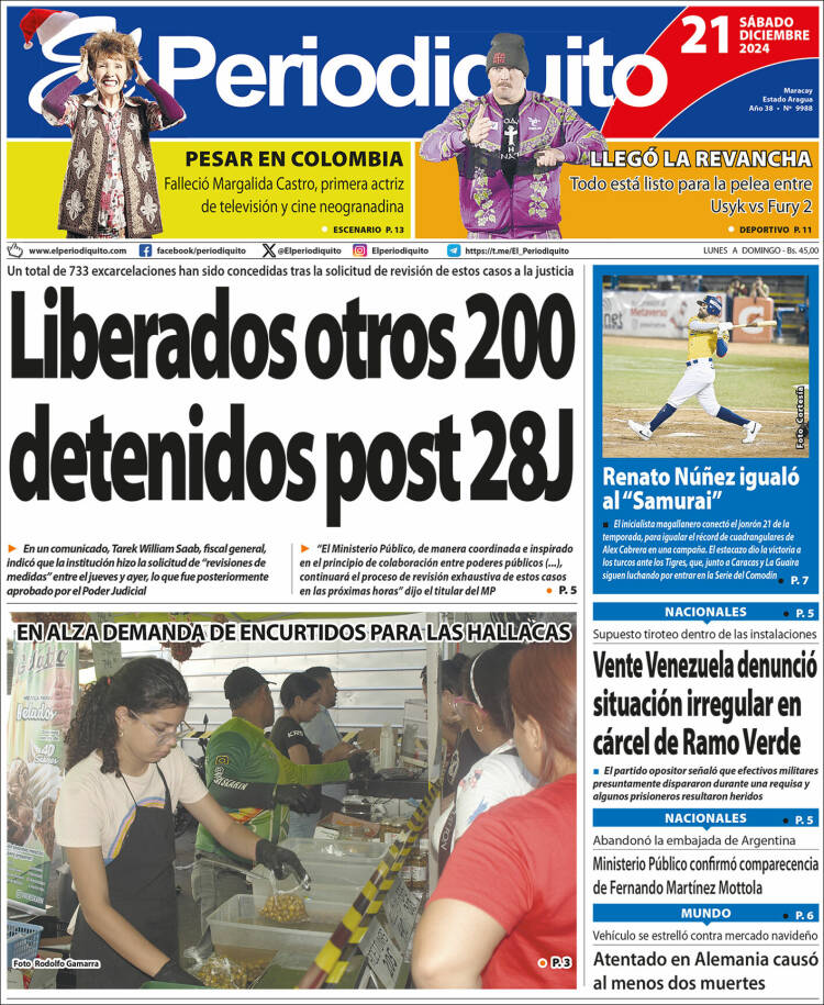 Portadas de este sábado 21 de diciembre de 2024