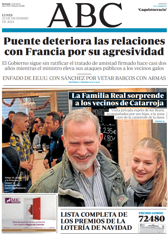 Portadas de la prensa internacional de este lunes 23 de diciembre de 2024